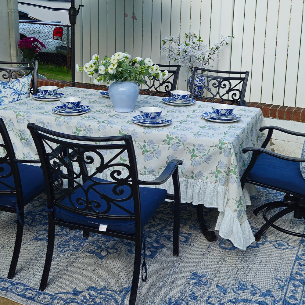 Evelyn Rose Ruffle Waterproof Linen Tablecloth