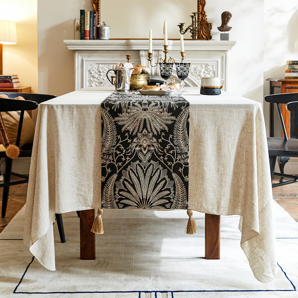 Isadora Forest Deer Black Table Runner