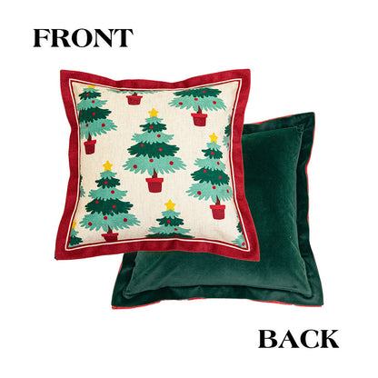 Jolly Floral Christmas Chenille Throw Pillow Cover