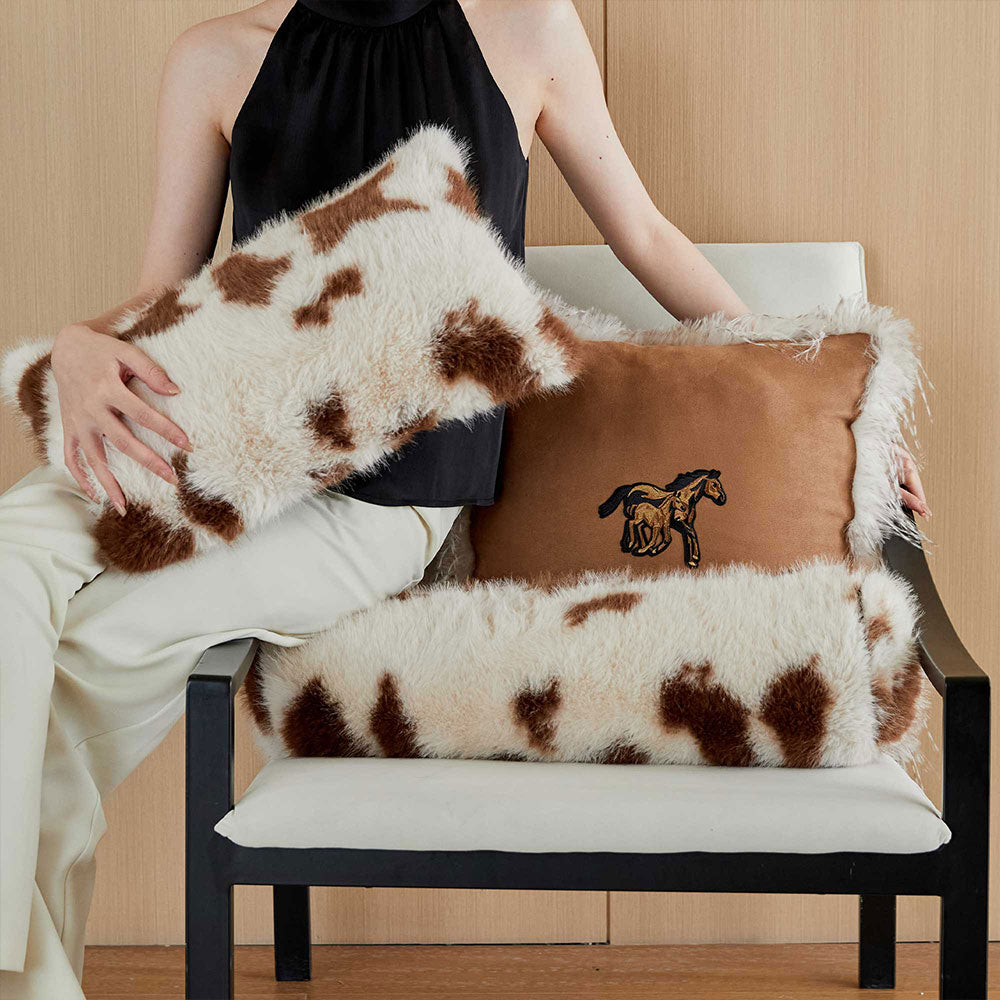 Bronco Modern Farmhouse Cow Pillow Cover