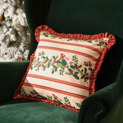 Vivienne Holly Berry Christmas Pillow Cover