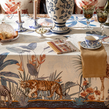 Serengeti Animal Print Waterproof Linen Tablecloth