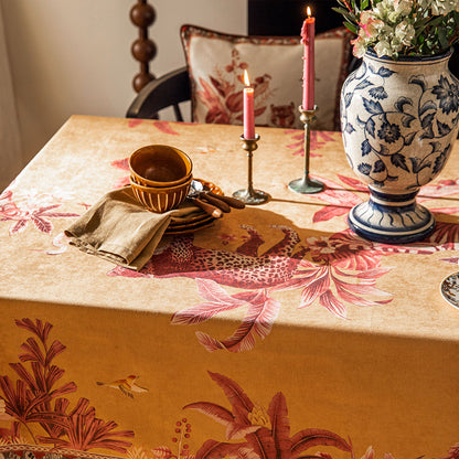 Sylvie Animal Print Waterproof Yellow Tablecloth