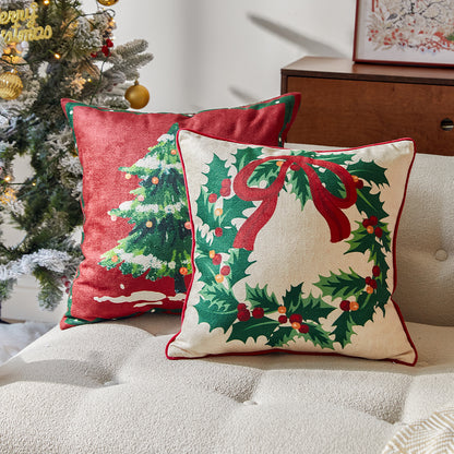 Clarissa Custom Holiday Wreath Pillow Cover