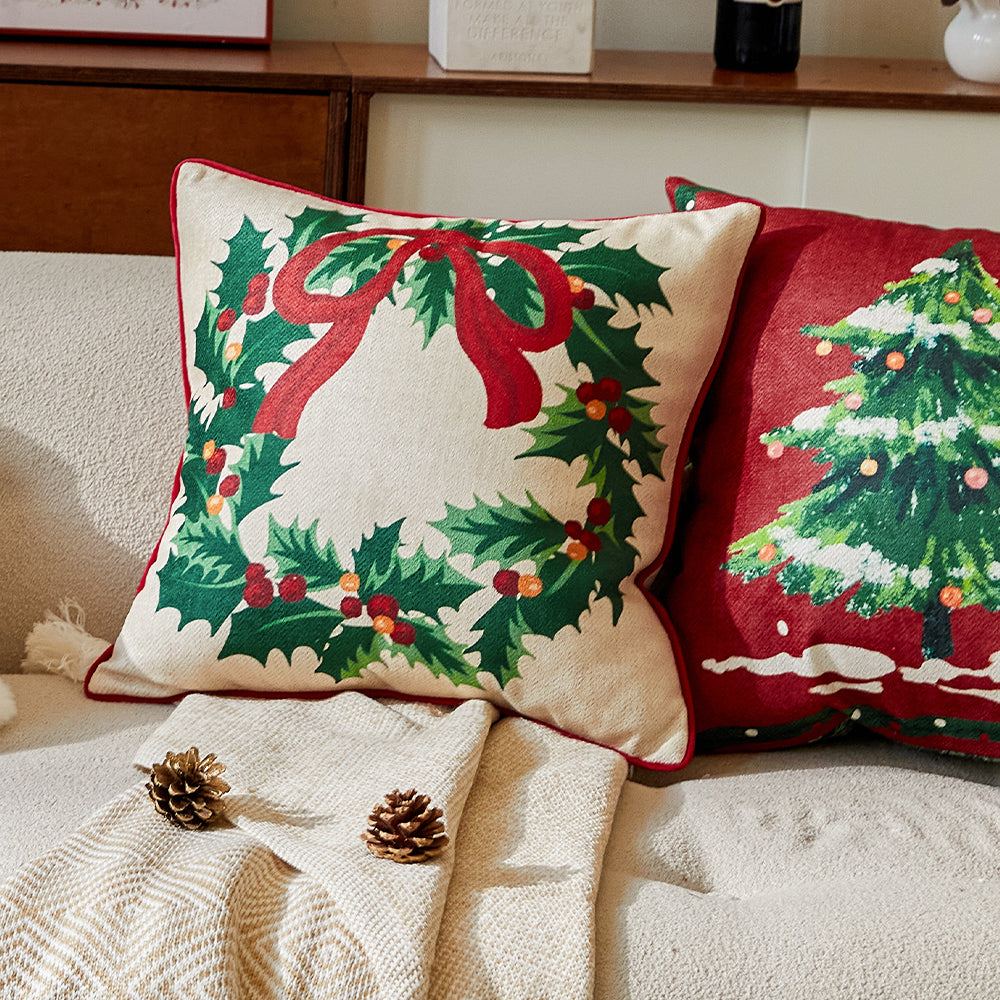 Clarissa Custom Holiday Wreath Pillow Cover