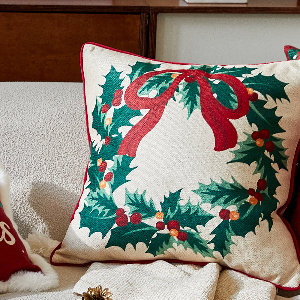 Clarissa Custom Holiday Wreath Pillow Cover