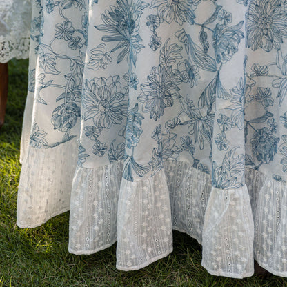 Sylvana Grace Petal Blue Ruffle Floral Tablecloth