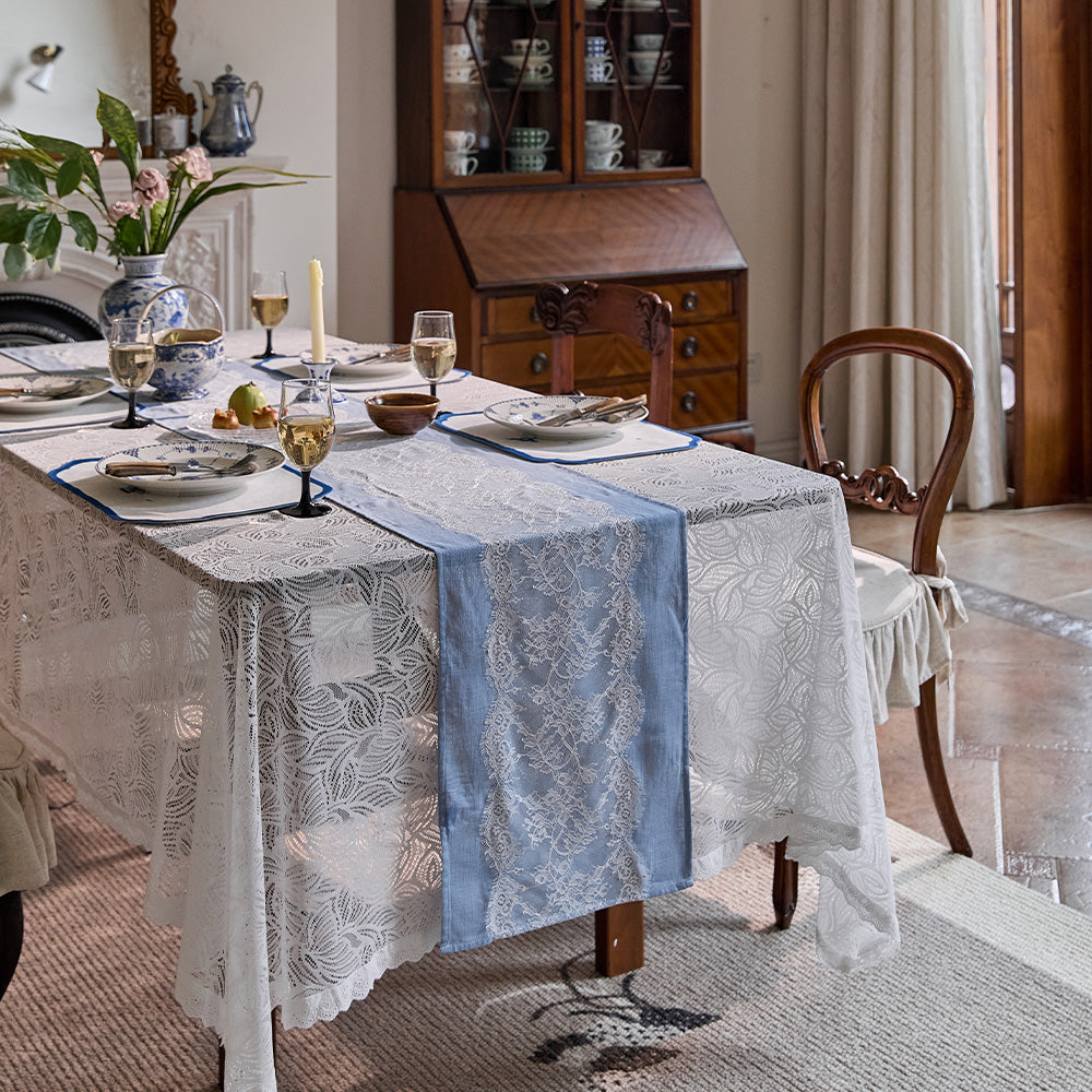 Celeste Custom French Embroidery Table Runner