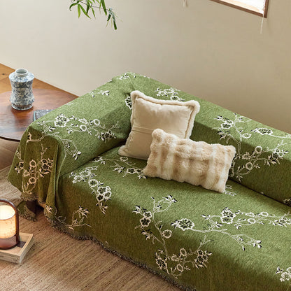 Elowen Green Floral Jacquard Sofa Cover