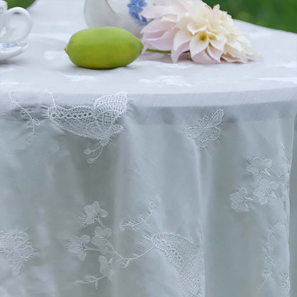 Celestine Graceful Ruffled Lace Butterfly Tablecloth