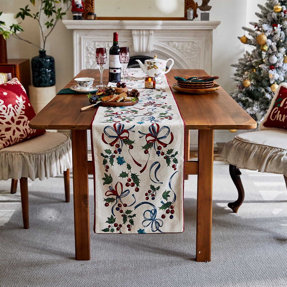 Isla Festive Christmas Cherry Table Runner