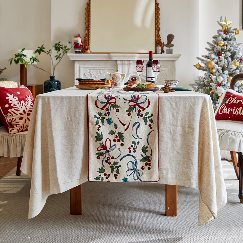 Isla Festive Christmas Cherry Table Runner