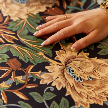 Nabis Golden Lotus Printed Custom Tablecloth