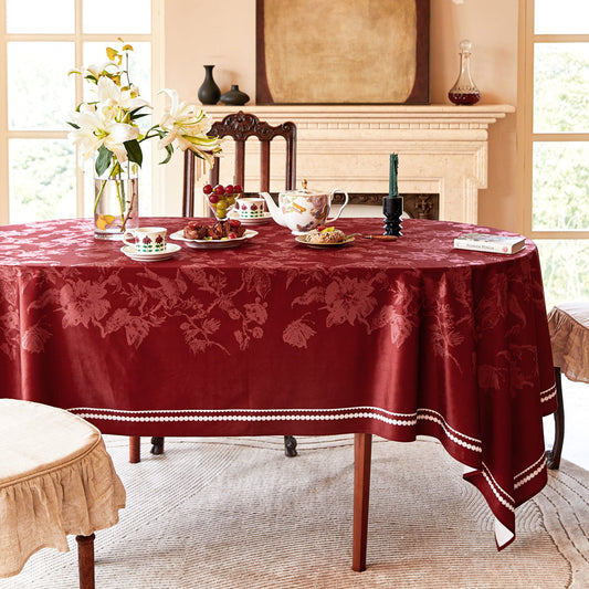 Nabis Elegant Red Floral Printed Custom Tablecloth