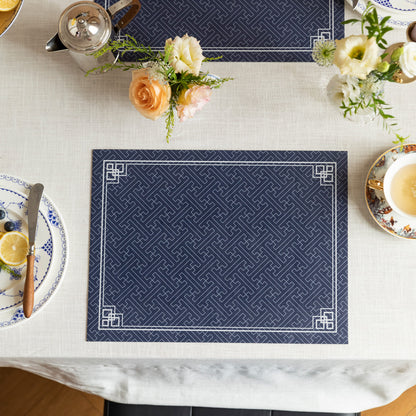 Nabis Retro Blue and White Porcelain Geometric Pattern Placemat