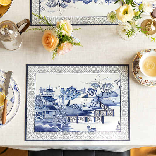 Nabis Retro Blue and White Porcelain Houses Pattern Placemat