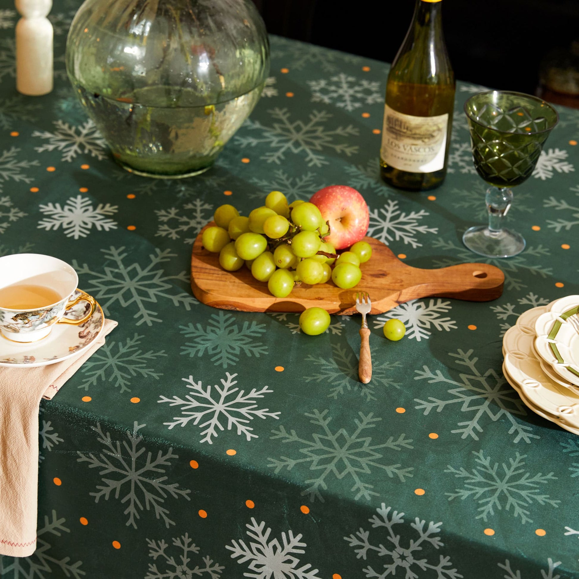 Nabis Christmas Forest Green Snowflake Custom Tablecloth