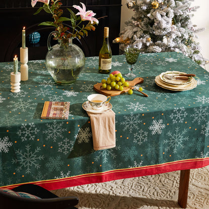 Nabis Christmas Forest Green Snowflake Custom Tablecloth