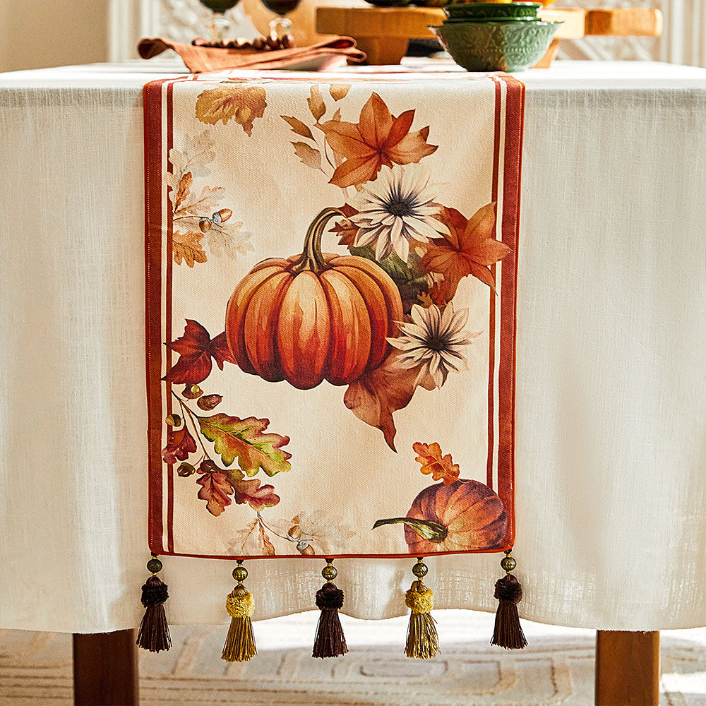 Orange Table Runner Thanksgiving Décor