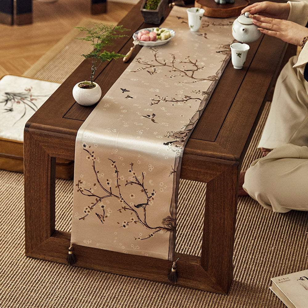 Iris Oriental Flower and Bird Tea Table Runner