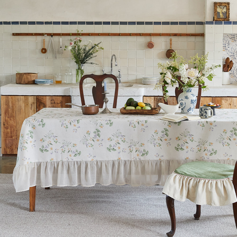 Meadow Ruffle Waterproof Linen Tablecloth