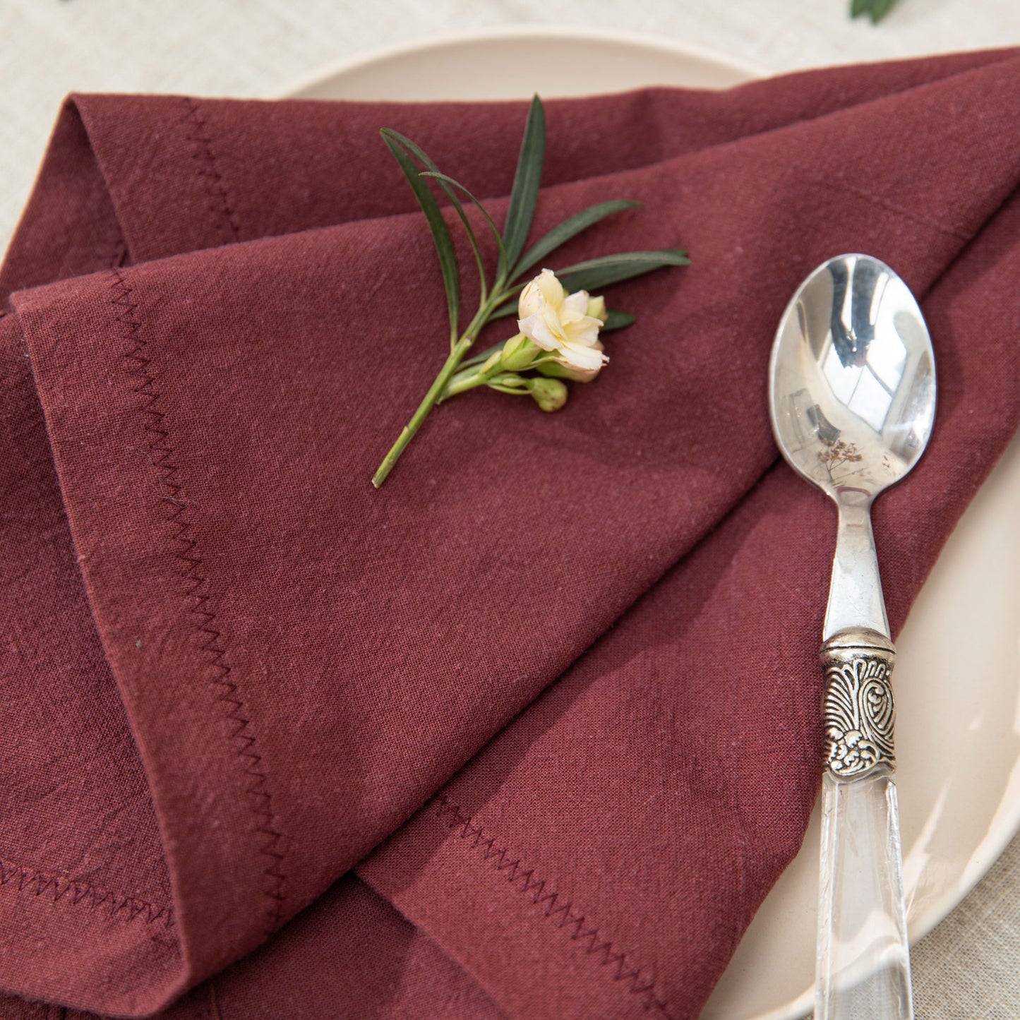 Burgundy Linen Napkin Wine red