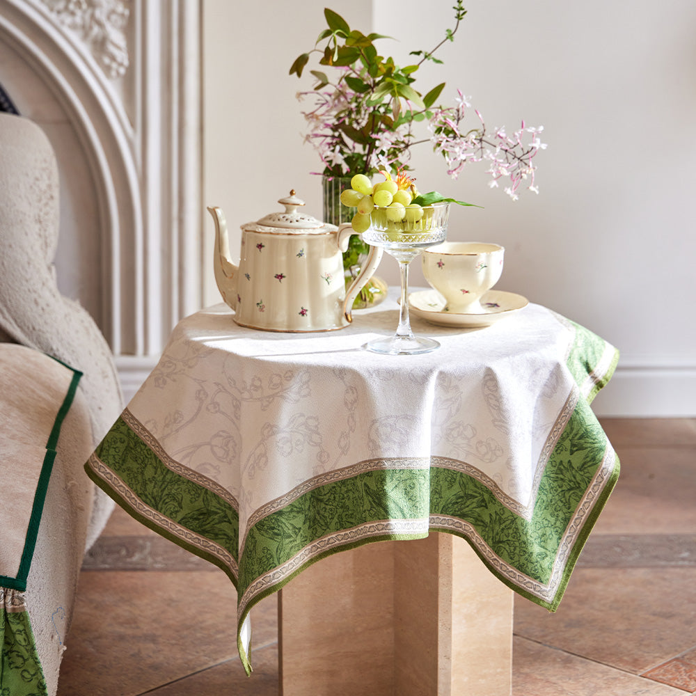 Vily Green Waterproof Print Side Tablecloth