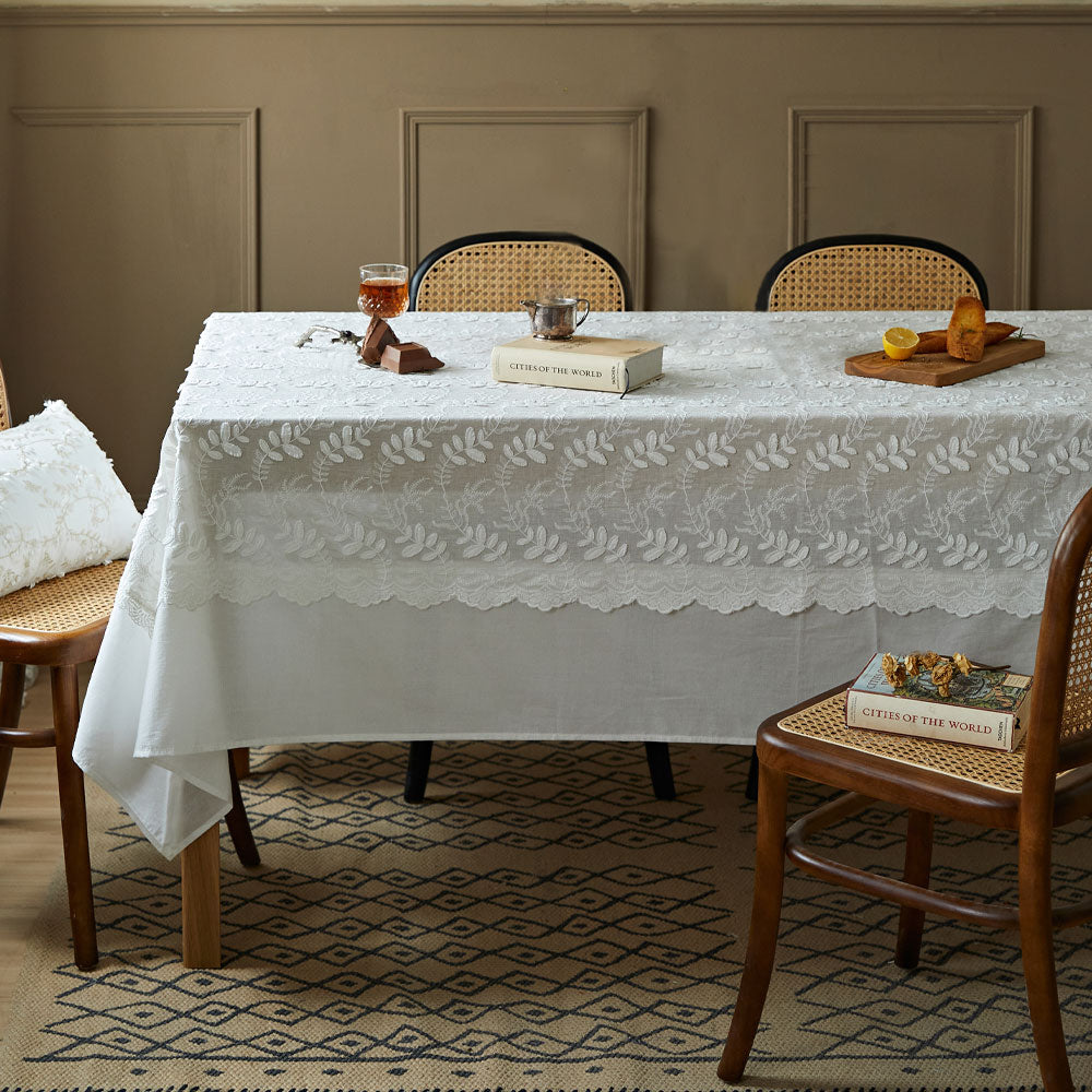 Aurelia Modern Simple White Lace Tablecloth