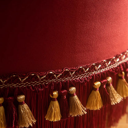 Ruby Red Tassel Handmade Ottoman Cushion