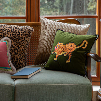 Rajah Animal Embroidered Throw Pillow Cover