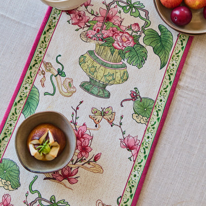 Lilybeth Custom Floral Printed Chenille Table Runner