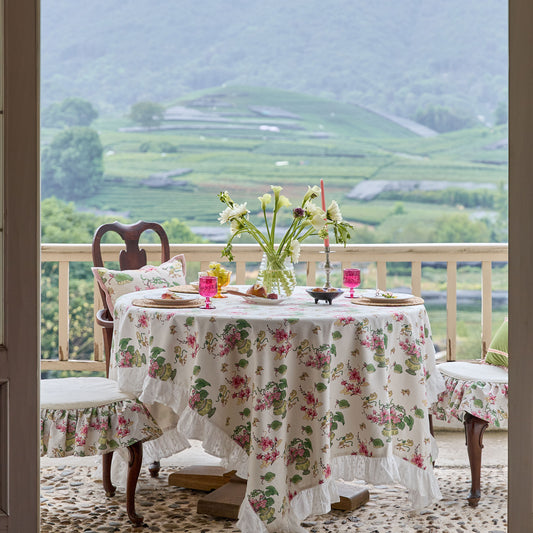 Lilybeth French Floral Pastoral Ruffle Tablecloth