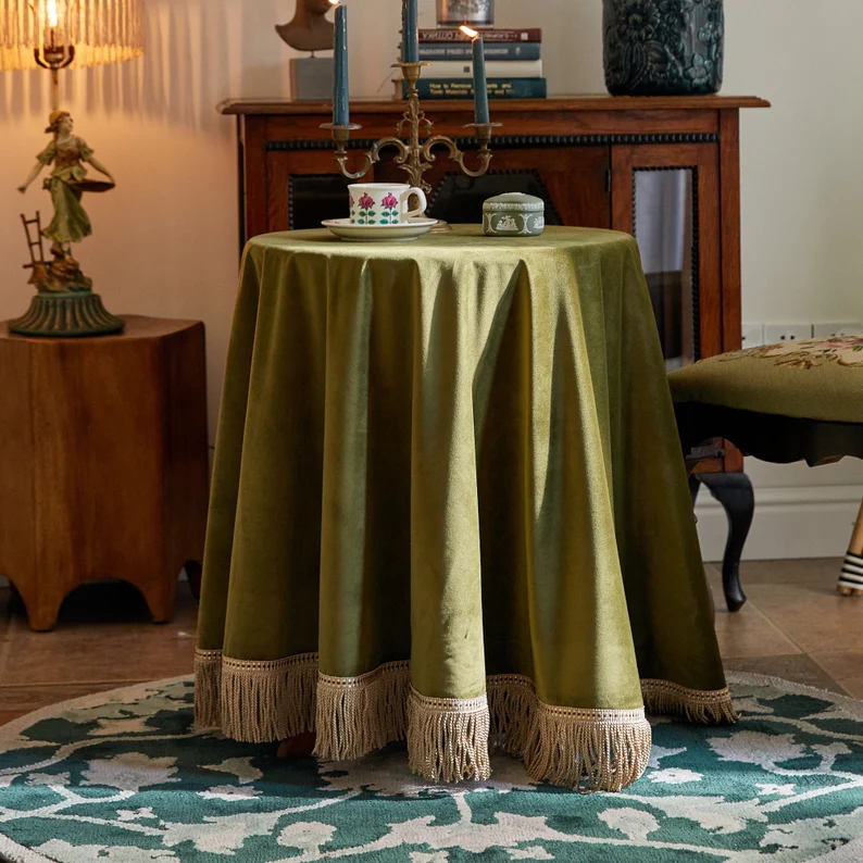 Serena Pickle Green Minimalist Christmas Solid Tablecloth