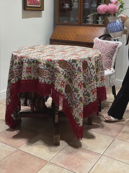 Camilla Pastoral Tassel Jacquard Custom Tablecloth