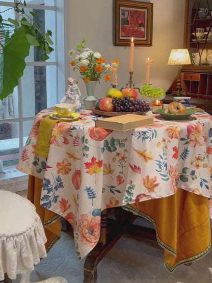 Emilia Pumpkin Floral Thanksgiving Tablecloth