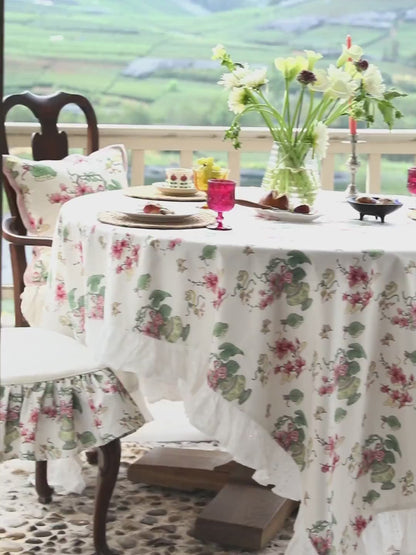 Lilybeth French Floral Pastoral Ruffle Tablecloth