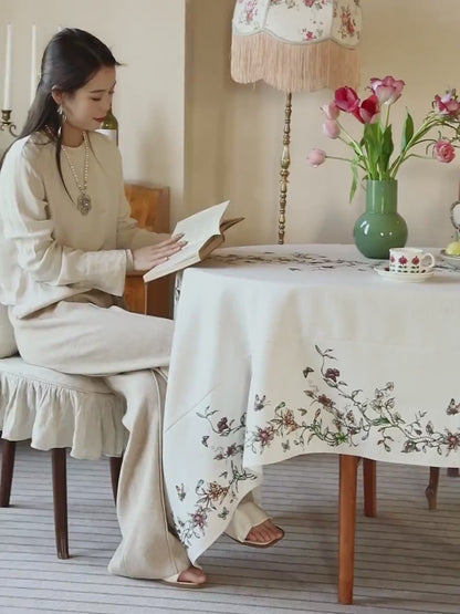 Marguerite French Pastoral Waterproof Linen Tablecloth